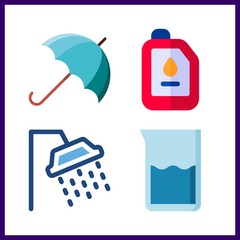 4 drop icon. Vector illustration drop set. umbrella and beaker icons for drop works