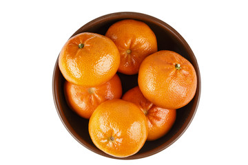 ripe tangerines in a plate isolated