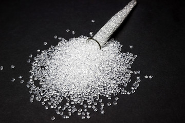Plastic in granules. Polymer pellets.