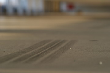 Speed Racing in garage tyre marks its forbidden but teenager make race