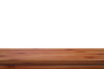 Empty top wood table isolated on white background used for display or montage your products