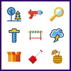 9 path icon. Vector illustration path set. pineapple coctail and hand mirror icons for path works