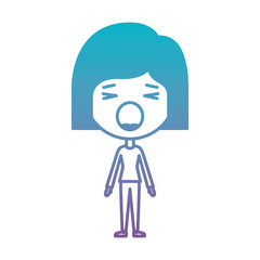 cartoon woman surprised kawaii character