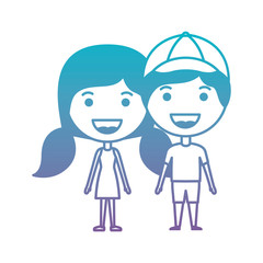 cartoon happy couple kawaii characters