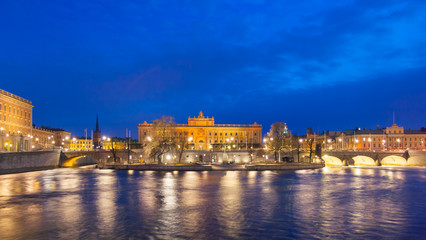 Swedish Parliament House at night