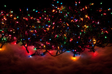 Tangles of Christmas Lights at Night