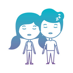 Obraz na płótnie Canvas cartoon couple asleep kawaii characters