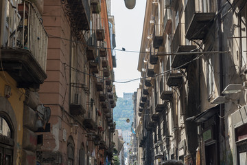 Naklejka premium Crumbling Building in Naples Italy