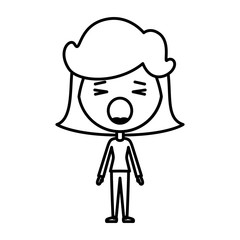 cartoon woman surprised kawaii character