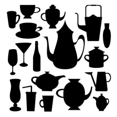 Set of silhouette of cookery objects