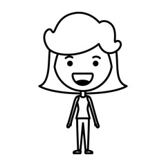 cartoon woman happy kawaii character