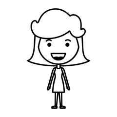 cartoon woman happy kawaii character
