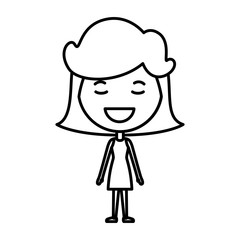 cartoon woman happy kawaii character