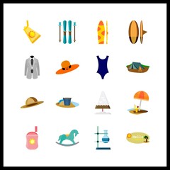 16 holiday icon. Vector illustration holiday set. sand and carousel icons for holiday works