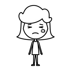 cartoon woman crying kawaii character