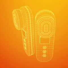 Electric lifting anti aging facial skin massage machine. Massager device wireframe low poly mesh vector illustration