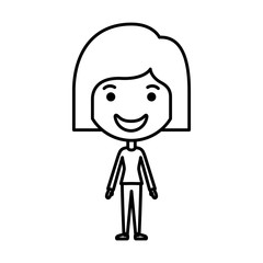 cartoon woman happy kawaii character