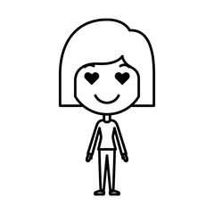 cartoon woman in love kawaii character