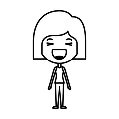 cartoon woman happy kawaii character