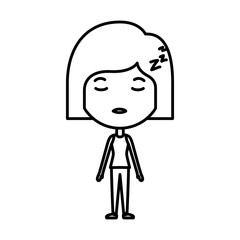cartoon woman asleep kawaii character