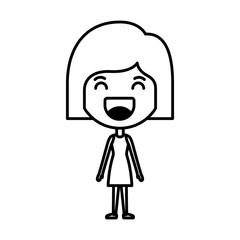 cartoon woman happy kawaii character