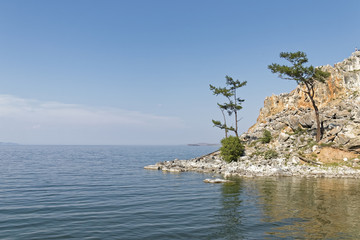 Fototapeta na wymiar Russia - a rocky cliff on the Baikal lake.