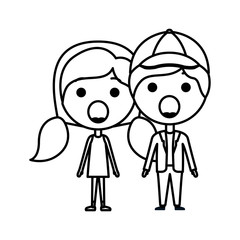 Obraz na płótnie Canvas cartoon surprised couple kawaii characters
