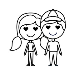 Obraz na płótnie Canvas cartoon lovers couple kawaii characters