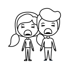 Obraz na płótnie Canvas cartoon crying couple kawaii characters