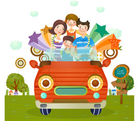 Obraz na płótnie Canvas Portrait of family on drive