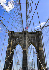 Wide angle view of Manhattan Bridge in New York city