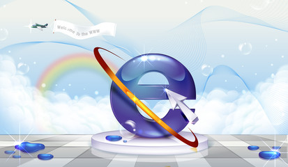 Internet explorer symbol and World wide web vector - obrazy, fototapety, plakaty