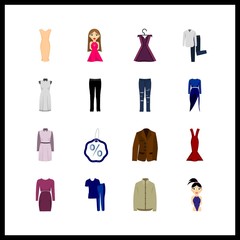 stylish icon. swimsuit and shirt and trousers vector icons in stylish set. Use this illustration for stylish works.