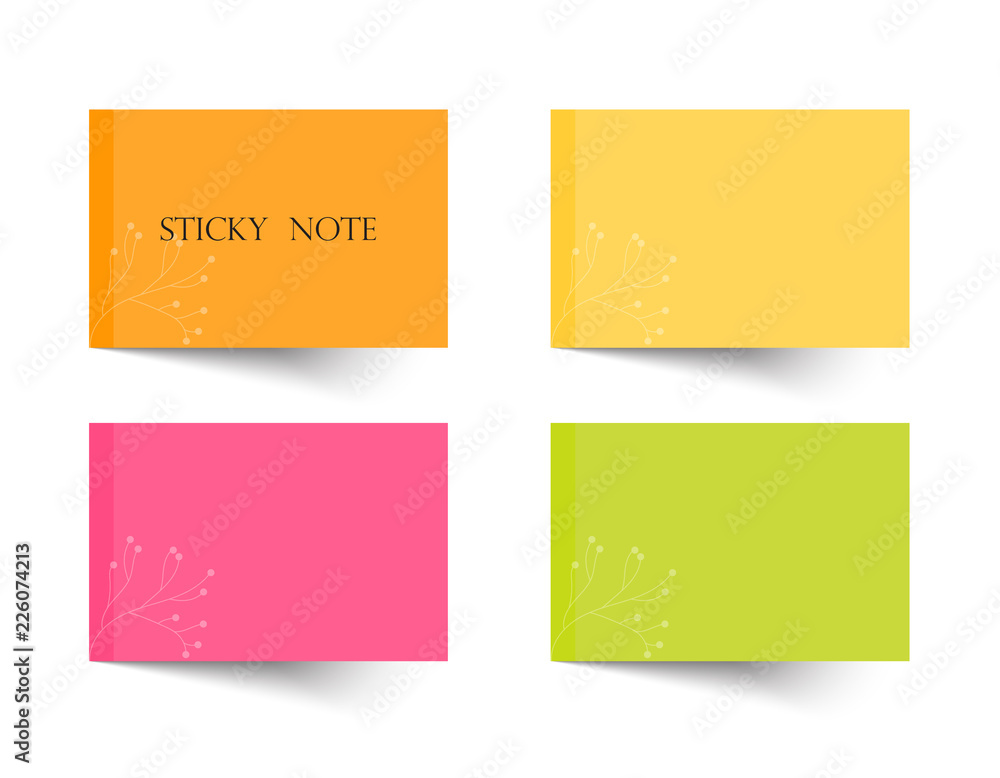Poster set of different color sheets of vector papers four sticky note.