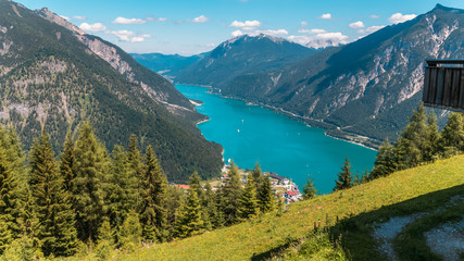 Fototapeta na wymiar Beautiful alpine view at the Achensee - Pertisau - Tyrol - Austria