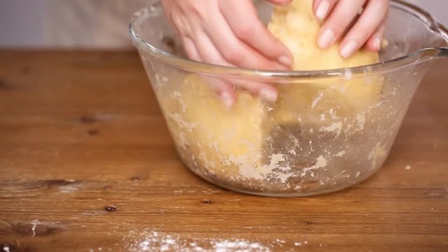 Step by step. Mixing ingredients to make dough for empanadas