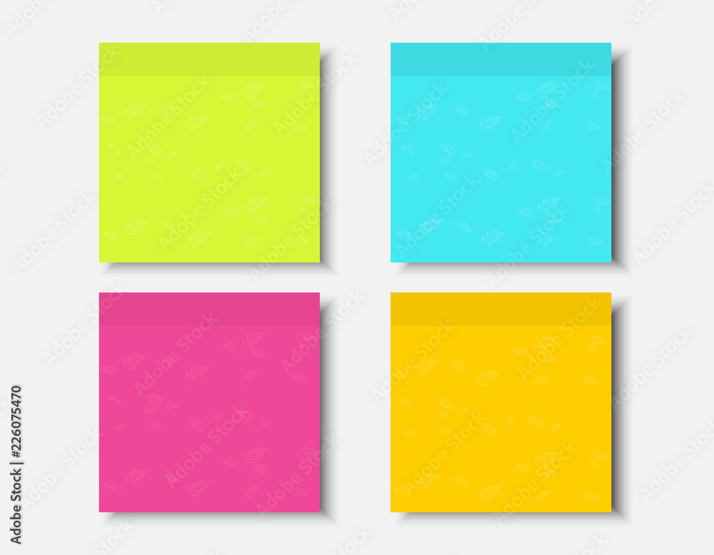Poster set of different color sheets of vector papers four sticky note.