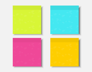 set of different color sheets of vector papers four sticky note.