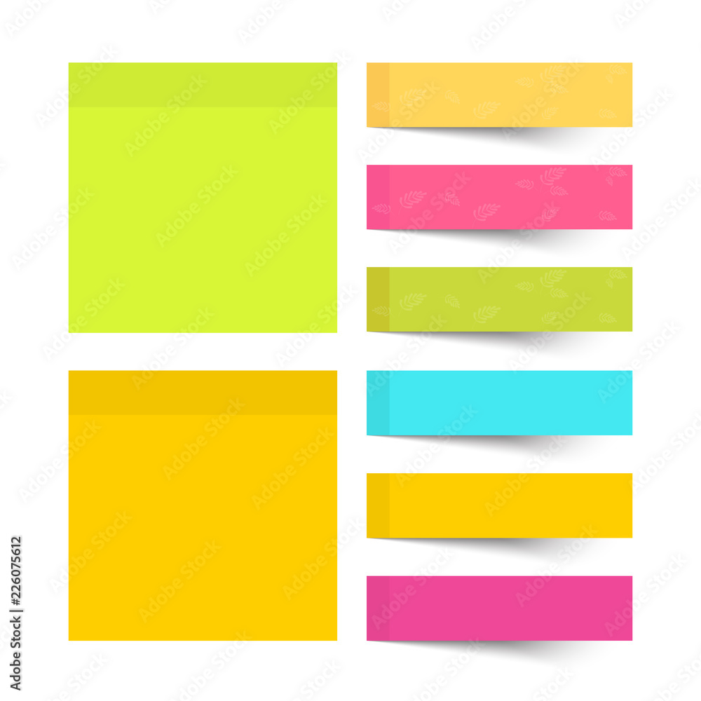 Poster set of different color sheets of vector papers four sticky note.