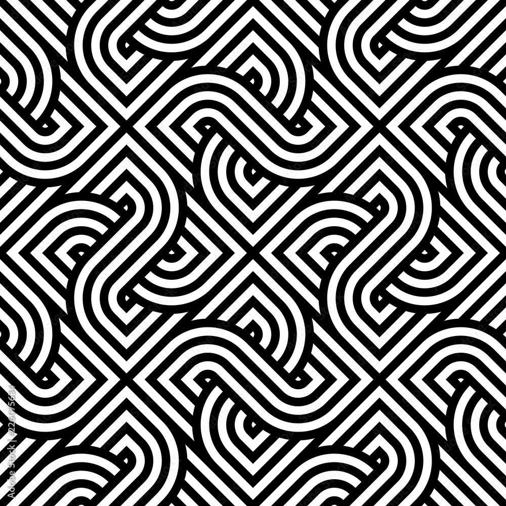 Aufkleber Vector geometric pattern. Seamless braided linear pattern.