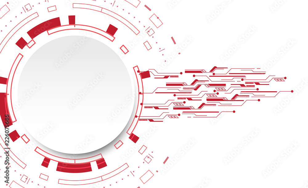 Aufkleber abstract white circle and red color tech with various technological design,vector illustration.