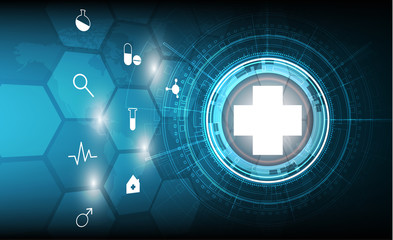 Abstract medical health icon on blue color technology design.vector illustration.
