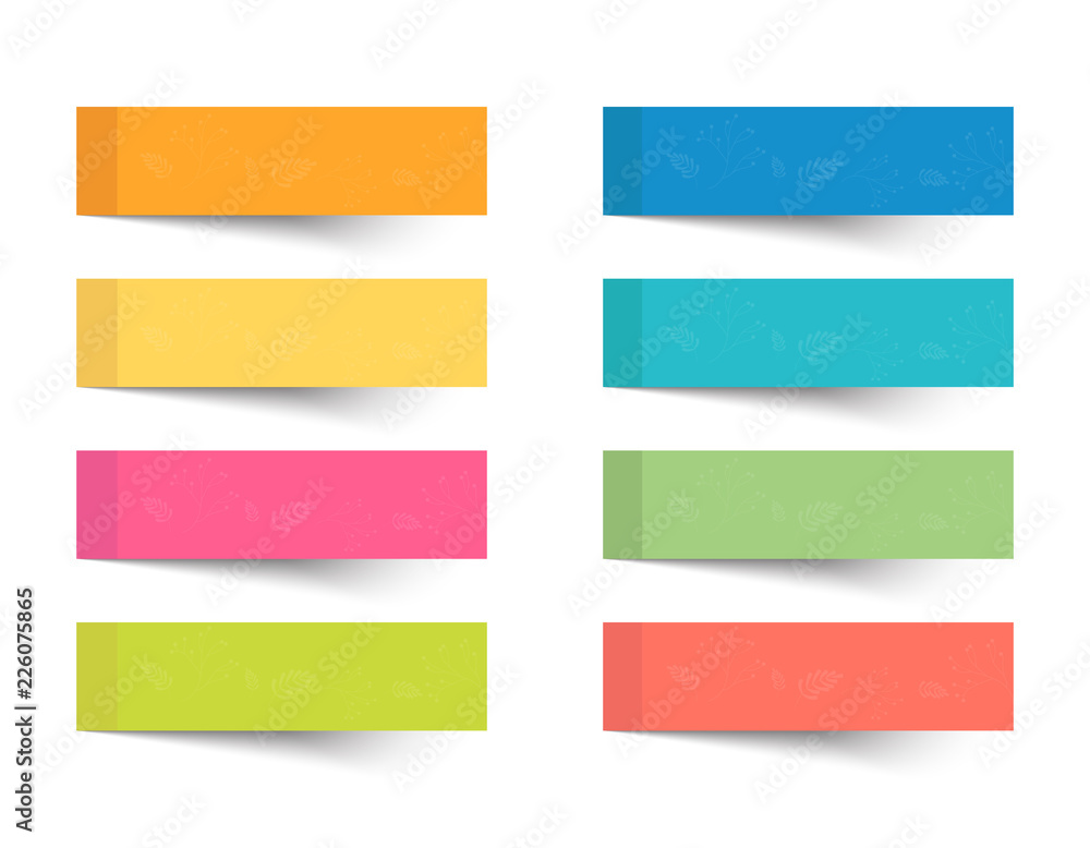 Poster set of different color sheets of vector papers sticky note.