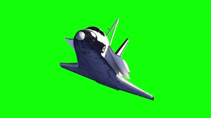 Space Shuttle And Module Of International Space Station. Green Screen. 3D Animation.