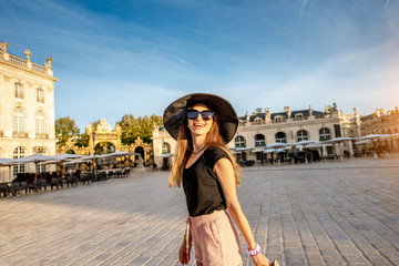 Woman traveling in Nancy, France