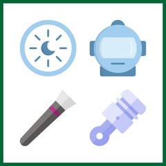 element icon. brush and piston vector icons in element set. Use this illustration for element works.