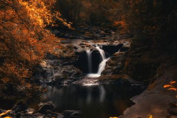 Fototapeta na wymiar Creek waterfall autumn scenery landscape 