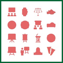 16 training icon. Vector illustration training set. muscle and rides icons for training works