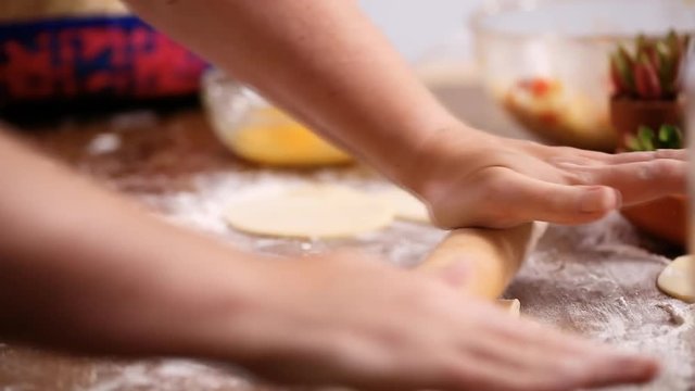 Step by step. Rolling dough for home made empanadas