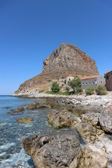 View to Monemvasia rock, Peloponnese, Greece